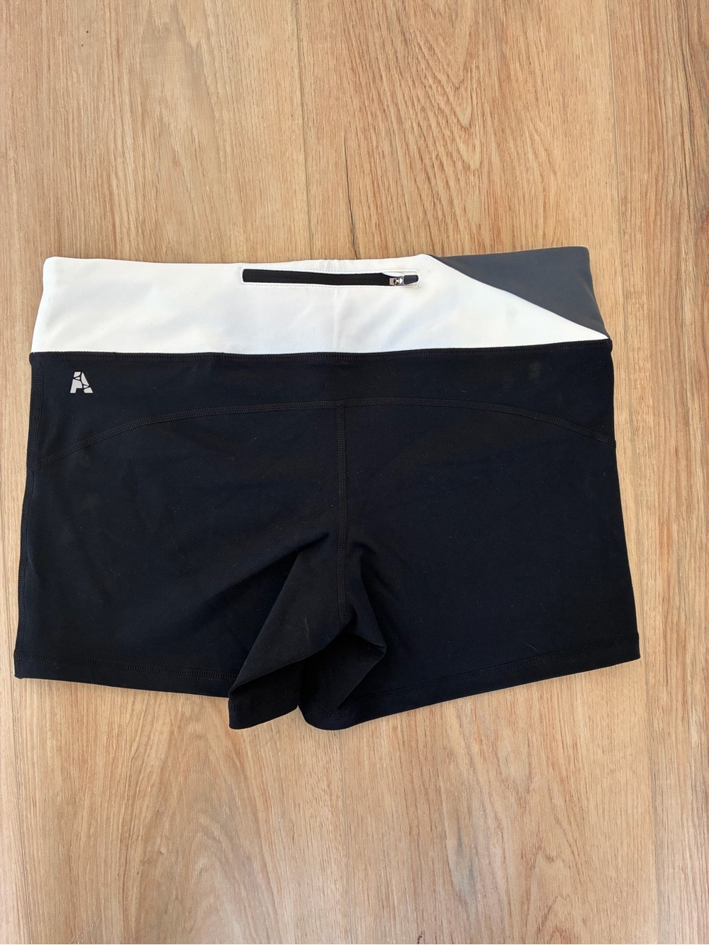 Avocado - Women’s Black Athletic Shorts with Gray & White Waistband - Picture 2 of 4